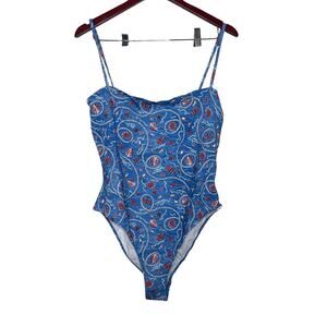 New Doen Marbella maillotone piece swimsuit blue shell liberty Solent shores XXL